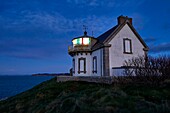 France, Finistere, Bay of Douarnenez, Cap Sizun, Pointe du Millier, The Millier lighthouse at dusk, Great National Location