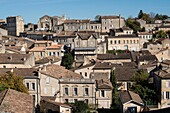 France, Gironde, Saint Emilion, view of the upper town from the belvedere in the rue du Couvent