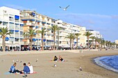 Frankreich, Gard, Petite Camargue, Le Grau-du-Roi, Hafenviertel, Strand Rive Gauche