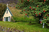 Iceland, Austurland Region, Hof, Hofskirkja Turf Church