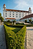 Slovakia, Bratislava, French garden of the castle built from the 13th to the 15th century and rebuilt in the 20th century following a fire