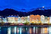 Austria, Tirol region, Innsbruck, old town ion Inn river side