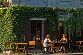 Slovakia, Bratislava, historic center, terrace of a cafe