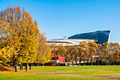 France, Paris, the Parc de la Villette in autumn, The Philharmonie de Paris by architect Jean Nouvel