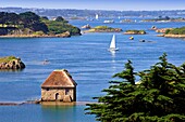 France, Côtes d'Armor, Bréhat island, Birlot tide mill, built in 1632 and view of the mouth of the Trieux