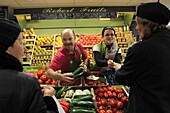 France, Indre et Loire, Loire valley listed as World Heritage by UNESCO, Tours, market hall, sellers of fruits and vegetables