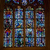 Frankreich, Finistere, Quimper, Kathedrale Saint Corentin, Kapelle mit Taufbecken, Glasmalerei der Taufe