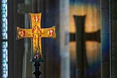 France, Manche, Mont Saint Michel Bay listed as World Heritage by UNESCO, Abbey of Mont Saint Michel, crucifix in abbey church