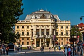 Slovakia, Bratislava, historic center, Hviezdoslav Square, neo-renaissance opera built by architects Fellner and Helmer in 1885 and hosting the Slovak National Theater