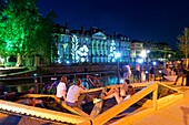 Frankreich, Bas Rhin, Straßburg, Altstadt, die von der UNESCO zum Weltkulturerbe erklärt wurde, das Palais des Rohan, das das Museum für dekorative Künste, schöne Künste und Archäologie beherbergt, sommerliche Licht- und Tonshow