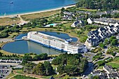 France, Morbihan, Presqu'ile de Rhuys, Port du Crouesty, Miramar Hotel, thalassatherapy centre (aerial view)