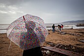 France, Var, Fréjus, rubbish deposited by the sea on the coast of Fréjus beach following the bad weather of the Mediterranean episode of 23 November 2019