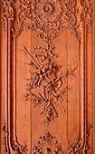 France, Yvelines, castle of Rambouillet, Panel of the woodwork of the Big Lounge the old study of the President of the republic