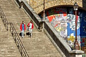 France, Paris, staircase in rue de la Manutention (Manutention street)