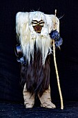 Switzerland, Valais, Lotschental valley, Wiler, Tschaggatta Carnival, costumes are made from animal skins, wooden masks and horse hair