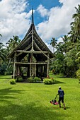 Papua New Guinea, East Sepik Province, Sepik River Region, Kanganamun Village, House of Spirits (Haustambaran) named Walimbi (Aerial View)