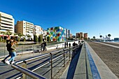 Spanien, Andalusien, Costa del Sol, Málaga, Hafenviertel, Kunstzentrum Pompidou, der Kubus von Daniel Buren