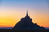 France, Manche, The Mont Saint Michel at sunrise