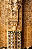 Spanien, Andalusien, Granada, der Alhambra-Palast, von der UNESCO zum Weltkulturerbe erklärt, erbaut zwischen dem 13. und 14. Jahrhundert von der Nasriden-Dynastie, islamische Architektur, der Nasriden-Palast, Patio de Los Leones (Hof der Löwen)