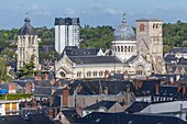 France, Indre et Loire, Loire valley listed as World Heritage by UNESCO, Tours, the Martinopole including the clock tower the Charlemagne tower and the Saint-Martin basilica