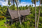 Papua New Guinea, East Sepik Province, Sepik River Region, Kanganamun Village, House of Spirits (Haustambaran) named Walimbi (Aerial View)