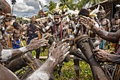 Indonésie, Papua, Agats district, Beriten village, Asmat tribe, drum ceremony