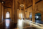 Spain, Valencia, historical center, the Silk Exchange, La Llotja (Lonja de la Seda), in Gothic style, listed as World Heritage by UNESCO, the gothic flamboyant silk trade, Hall of Columns