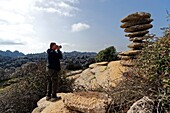 Spanien, Andalusien, Costa del Sol, Provinz Malaga, Antequera, Naturschutzgebiet El Torcal, von der UNESCO zum Weltkulturerbe erklärte Felsformation, El tornillo del Torcal (der Korkenzieher El Torcal)