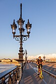 France, Gironde, Bordeaux, area listed as World Heritage by UNESCO, the Pont de Pierre over the Garonne