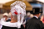 France, Finistère (29), Cornwall, Locronan, The Great Procession of Locronan is one of the greatest pardons of Brittany which takes place only every 6 years, the route is lined with huts housing the Saints, the procession is done in traditional costumes