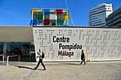 Spain, Andalusia, Costa del Sol, Malaga, The Pompidou Art Centre the Cube by Daniel Buren