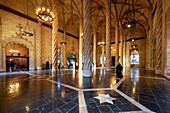 Spain, Valencia, historical center, the Silk Exchange, La Llotja (Lonja de la Seda), in Gothic style, listed as World Heritage by UNESCO, the gothic flamboyant silk trade, Hall of Columns