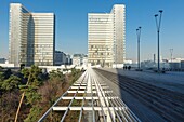 France, Paris, the National Library of France (BNF), François Mitterrand site by architect Dominique Perrault