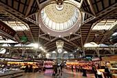 Spain, Valencia, historical center, the Central Market designed in 1914 by the architects of Barcelona Alexander Soler i March and Francesc Guardia i Vial