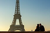 Frankreich,Paris,Bezirk des Eiffelturms,der von der UNESCO zum Weltkulturerbe erklärt wurde,der Eiffelturm vom Trocadero-Platz,Platz der Menschenrechte