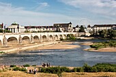 France, Indre et Loire, Loire valley listed as World Heritage by UNESCO, Tours, the Loire in Tours, the city of Tours from the North shore