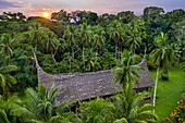 Papua New Guinea, East Sepik Province, Sepik River Region, Kanganamun Village, House of Spirits (Haustambaran) named Walimbi (Aerial View)