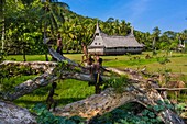 Papua New Guinea, East Sepik Province, Sepik River Region, Chambri Lake, Wombun Village, House of Spirits (Haustambaran) named Walindimi (Aerial view)