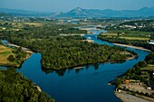 Albania, Shkodër or Shkodra, Drin river and scenery from medieval fortress