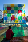 Spanien,Andalusien,Costa del Sol,Málaga,Das Kunstzentrum Pompidou,der Kubus von Daniel Buren