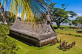 Papua New Guinea, East Sepik Province, Sepik River Region, Chambri Lake, Wombun Village, House of Spirits (Haustambaran) named Walindimi (Aerial view)