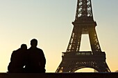 Frankreich,Paris,Bezirk des Eiffelturms,der von der UNESCO zum Weltkulturerbe erklärt wurde,der Eiffelturm vom Trocadero-Platz,Platz der Menschenrechte