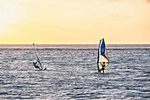 Mauritius, Riviere Noire district, Le Morne Peninsula, windsurfer