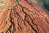 Kenya, lake Bogoria, erosion (aerial view)