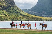 Mauritius, Riviere Noire district, Le Morne Peninsula, horse riding