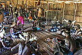 Indonésie, Papua, Agats district, Beriten village, Asmat tribe, drum ceremony