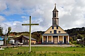 Chile,Region Los Lagos,Archipel von Chiloe,Insel Chelin,Iglesia Nuestra Senora del Rosario (Kirche Unserer Lieben Frau vom Rosenkranz),von der UNESCO zum Weltkulturerbe erklärt