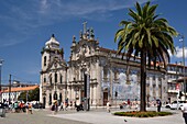 Portugal, North Region, Porto, historical center classified as World Heritage by UNESCO, Praça de Gomes Teixeira square, Terceiros do Carmo church built in the late eighteenth century according to the plans of the architect Jose Figueiro Seixas and his azulejos