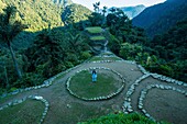 Colombia, Sierra Nevada de Santa Marta, Tayrona Park, trek of the Lost City, registered World Heritage by UNESCO, Celso the wiwa mamo with his poporo