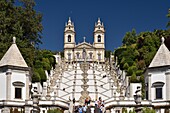 Portugal, Minho Region, Braga, Sanctuary of Bom Jesus do Monte classified UNESCO World Heritage accessible by a master staircase of 600 steps, Via Sacra, consisting of the stairs of the Five Senses and the staircase of the Three Virtues